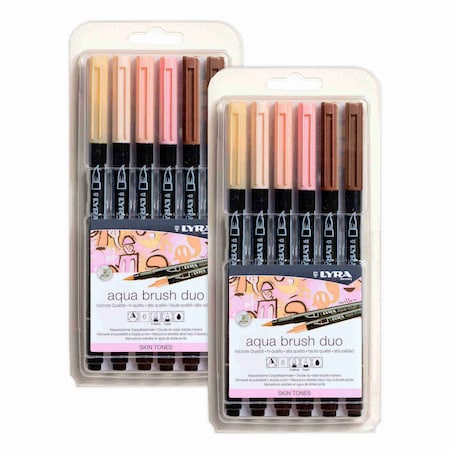Lyra Aqua Brush Duo Dual Tip Marker Set, Neutral & Tan Assorted Colors, 2PK L6521062