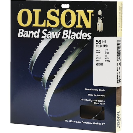 Olson 56-1/8'' x 1/8'' 14 TPI Hook Wood Cutting Band Saw Blade WB51656DB