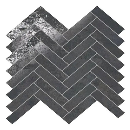 Apollo Tile Nordel 11x11 in. Steel Black Matte Porcelain Herringbone Mosaic Tile (5.88 sq ft/case) 7PK APLSTL88STEHERA