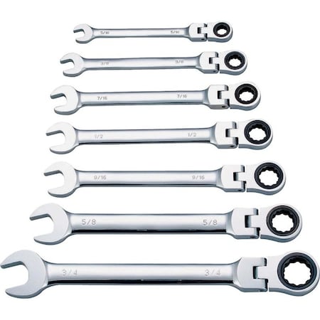 Vulcan Wrench Set, 7-Piece, Chrome Vanadium Steel, Mirror Polish, Silver, Specifications: SAE Measurement FPG7I