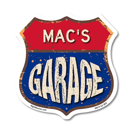 Signmission Mac's Garage, 12 Inch X 12 Inch, Plastic Sign SHI-P-12-383-MAC