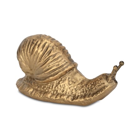 Homeroots 3" Antiqued Gold Cast Iron Snail Figurine 612456