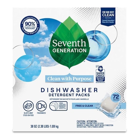 Seventh Generation Free and Clear Dishwasher Detergent Packs, 72 count, 2PK 68905654