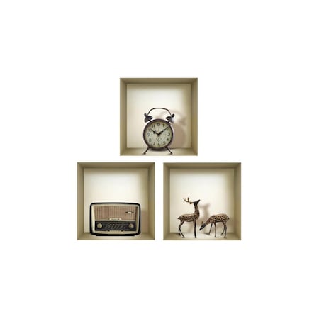 Homeroots Set of Three Aya Faux Niche 3D Peel and Stick Wall Decals, 3PK 565418
