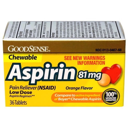 Geiss Destin & Dunn Aspirin Chew Tablets, 81mg, Orange, 36PK 00113046768