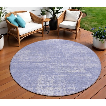 Homeroots 8' Lavender Purple And Lilac Round Abstract Washable Indoor Outdoor Area Rug 588782