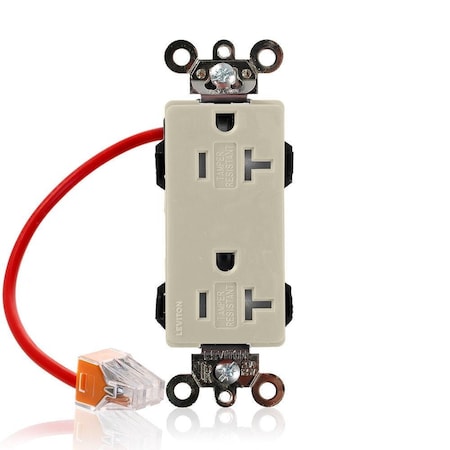 Leviton Straight Blade Receptacle, 5-20R, 20 A, 125V AC, Flush Mount, Self-Grounded MT163-SCI