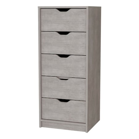 Homeroots 18" Gray Five Drawer Standard Chest 552267
