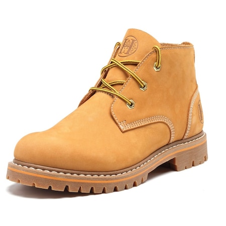 Handpoint Mens 4.7 in Soft Toe Work Boots-Wheat Nubuck Leather Safety Boots, Slip Resistant Rubber Outsole, 7 H82103D-7