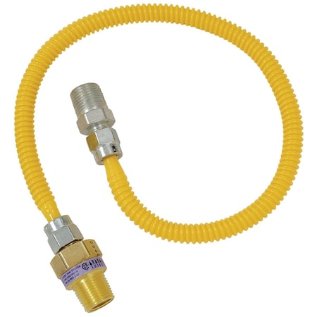 Dormont 3/8'' ODx24'' Coated Stainless Steel Gas Connector 1/2'' MIP, Tapped 3/8'' FIPx1/2'' MIP SmartSense 10C-3131V2TS-24B
