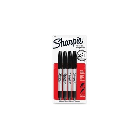 Sharpie Twin Tip Permanent Markers, Fine, Ultra Fine Marker Point, Black Ink, Alcohol Based, 4PK 32175PP
