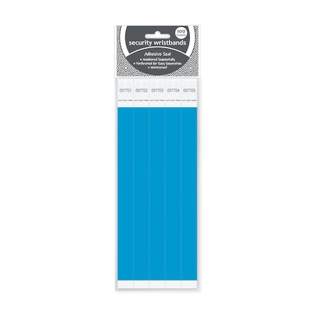 C-Line Products 3/4" x 10" Blue DuPont Tyvek Security Wristbands, 100/PK 89105
