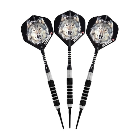 Elkadart Lone Wolf Soft Tip Darts Silver with Black Knurling, 14 g 20-1104-14