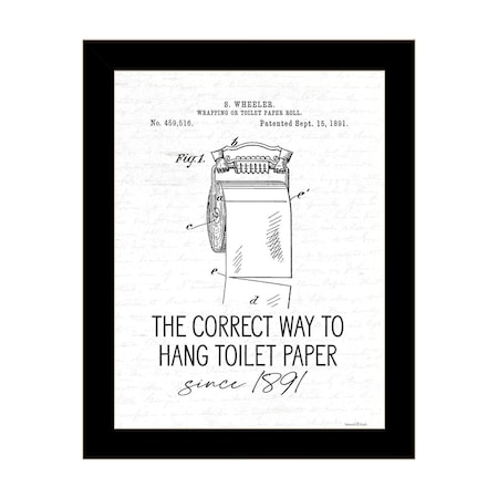 Homeroots Correct Way to Hang Toilet Paper Black Framed Print Bathroom Wall Art 530089