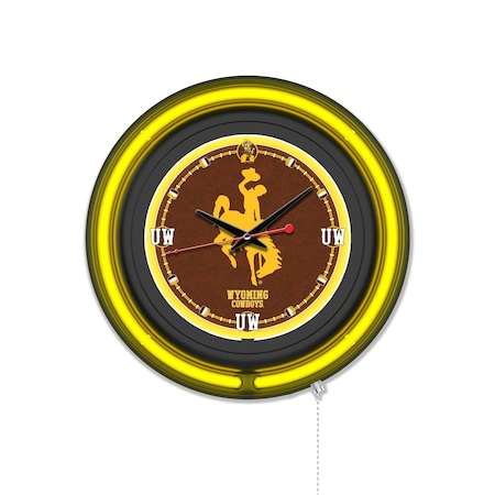 Holland Bar Stool University of Wyoming 15 Double Neon Wall Clock Clk15BK