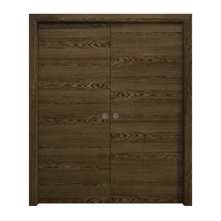 Sartodoors Sliding French Double Pocket Doors 36 x 96 inches, Ego 5000 Marble Oak, Kit Rail Hardware, Solid EGO5000DP-DMR-3696