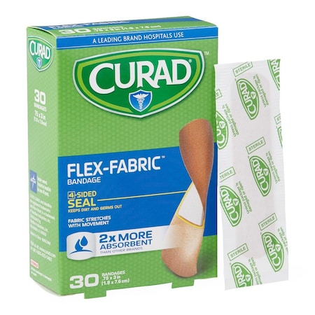 Medline CURAD Flex-Fabric Adhesive Bandages, 3/4in x 3in Strips, 30/Box, 24PK CUR47315RRB
