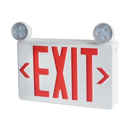 Exitronix VLEDC Series LED Exit Sign Combo, Dual Emergency Heads, Thermoplastic VLEDC-51-WH