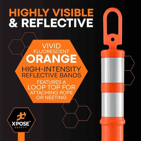 Xpose Safety 3 Pack 42in Ring Loop Orange Traffic Delineator Post, 3PK DLR-ORG-42-3-X-S