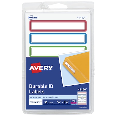 Avery Multipurpose Label, 3 1/2" Label W, 5/8" Label H, 7 Labels per Sheet 41440