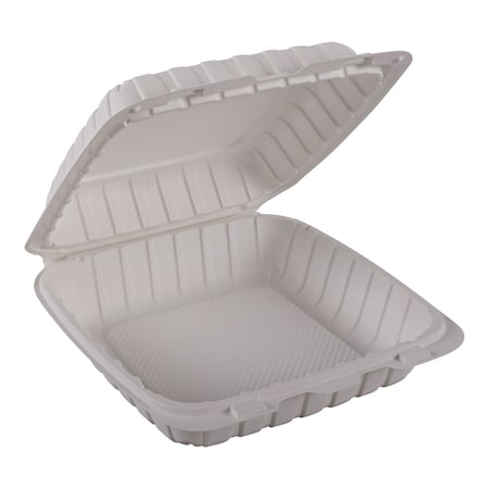 Empress Earth Hinged Container Mineral Filled PP 9 in x 9 in x 3 in Natural 1 Compartment, 150PK EPPHL-91