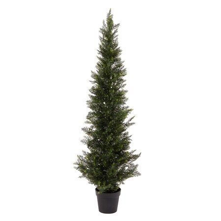 Pure Garden 5-Foot-Tall Artificial Cedar Topiary Trees Potted Indoor Outdoor UV Protection Plastic Tree in Pot 50-LG1110