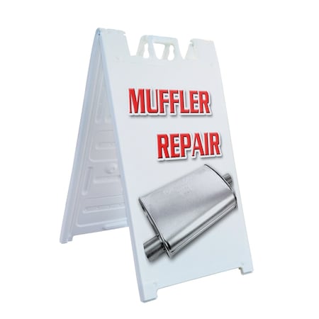 Signmission Muffler Repair, A-Frame & 2 Decals Installed, Heavy-Duty Plastic Frame SBHD-D-2436-Muffler Repair