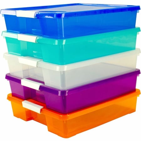 Storex Stack + Store Box Craft Organizer, Assorted Colors, 5-Pack 63202U05C