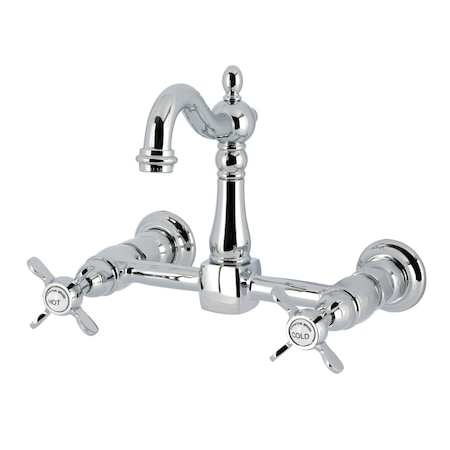 Kingston Brass Two-Handle Wall Mount Bridge Kitchen Faucet, Polished Chrome KS2441BEX
