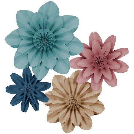Teacher Created Resources Calming Colors Paper Flowers, 4-Piece Set 8349