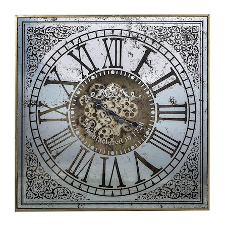 Homeroots Silver And Gold Antique Style Square Wall Clock 401294
