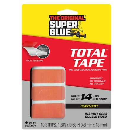Super Glue Double-Sided Foam Tape, 11/16 in W, 1 13/16 in L, 1/16 in, Polypropylene Foam, Double-Sided 90019