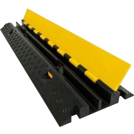 Electriduct Cable Protector, 1-7/8 in H, 40 in L, 10 in W, 2 Channel, Rubber, Black, Yellow CP-RPS-212-YL