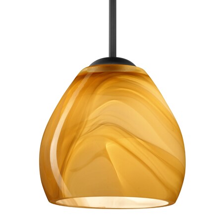 Besa Lighting Besa Bolla Pendant, Honey, Black Finish, 1x 9W LED 1BT-4122HN-LED-BK
