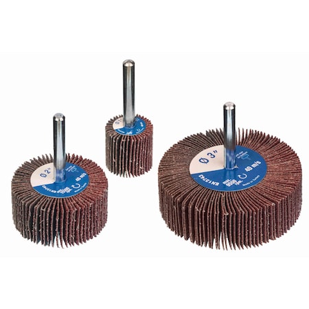 A-Prime Long Life Aluminum Oxide Flap Wheels, 1/4-20 Shank, 3in x 1in x 1/4-20, Grit 40, 10PK 11015