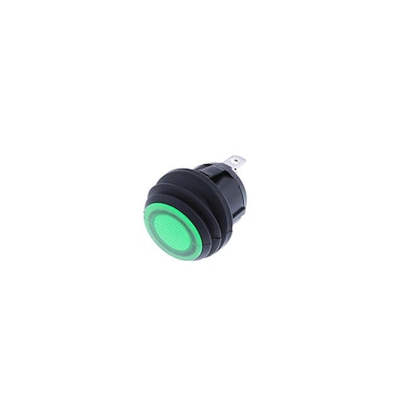 Switch Components IP65 Round Rocker, 3P SPST OFF-ON, Green LED RA4-1A-DC-2-GL