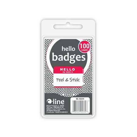 C-Line Products 3-1/2" x 2-1/4" Red HELLO my name is... Name Tags, 100/BX, 10BX/CT 92234-CT