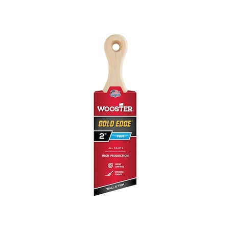 Wooster Paint Brush, 2 in W, 2-11/16 in L Bristle, Polyester Bristle, Short Handle Gold Bristle/White 5235-2