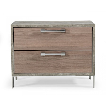 Homeroots 20" Brown And Gray Solid and Manufactured Wood Two Drawer Nightstand 491580