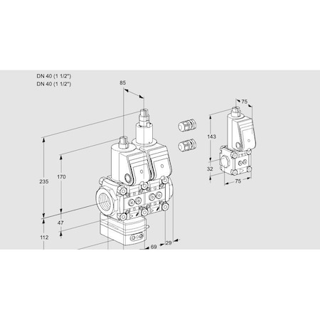 Honeywell Kromschroder VLV, SOLND, W PLIOT GAS VLV VAS, RP1 1/2, KR KS88104454