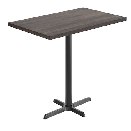 Flash Furniture Bennett 30 in x 48 in Solid Wood Indoor Tabletop in Dark Brown with 23.5 in x 29.5 in Bar Height GSF-REC3048-DKBRN-T2230B-GG