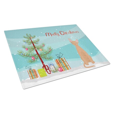 Carolines Treasures Devon Rex No.1 Cat Merry Christmas Glass Cutting Board - Large CK4762LCB