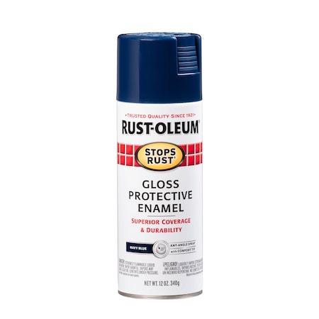Rust-Oleum Spray Paint, Navy, Gloss, Solvent, 12 oz. 7723830