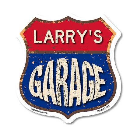 Signmission Larry's Garage, 12 Inch X 12 Inch, Aluminum Metal Sign SHI-A-12-383-LARRY