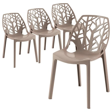 Leisuremod Modern Cornelia Dining Chair, Solid Taupe, 4PK C18STP4