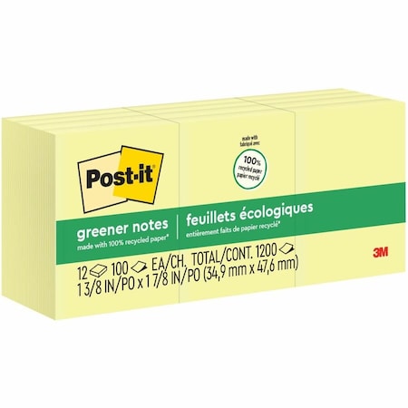 3M Post-It Notes, 2inx1.5in, Canary Yellow 653RP