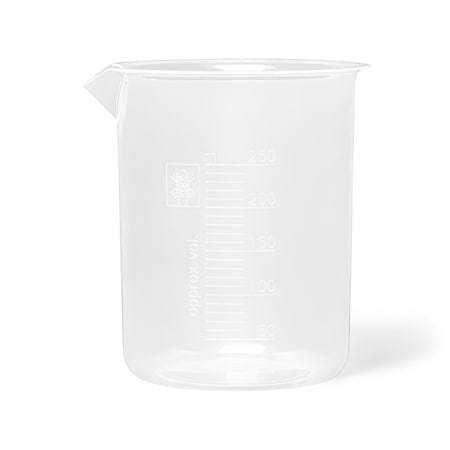 United Scientific Beakers, Wide Spout, Polypropylene, 250 mL, Autoclavable, Raised Graduations, 6 PK 11113
