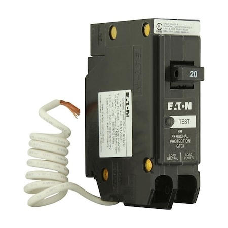 Eaton Cutler-Hammer Circuit Breaker, BRN Series, 20A, 1 Pole, 120/240V AC, 10kA BRN120GF