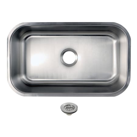 Kingston Brass 30-Inch Stainless Steel Single Bowl Undermount Kitchen Sink with Strainer KGKUS30181