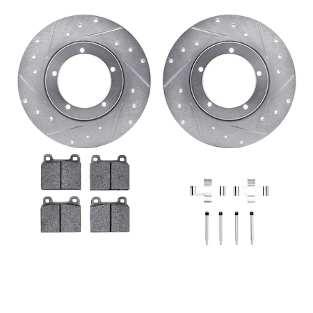 Dynamic Friction Co DFC Rotors-Drilled & Slotted-Silver w/ EURO 5000 Ceramic Brake Pads Incl Hdw 7612-02002